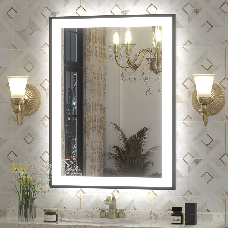 Aevar Super Bright Front & Back LED Lighted Anti-Fog Aluminum Alloy Framed Tempered Glass Bathroom/Vanity Mirror with ETL & 3-Year Warranty