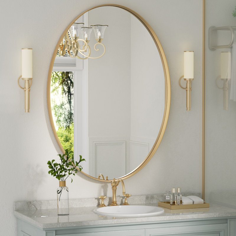 Hun Oval Vanity Mirror Wall Mounted Mirror Ideal for Bedroom, Entryway, Living Room