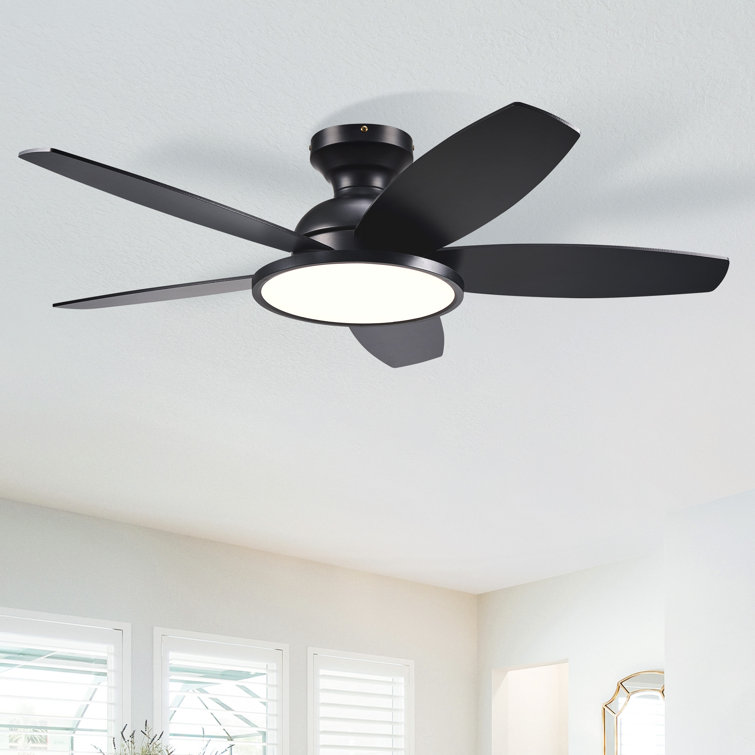 Low Profile 42" 5 - Blade Flush Mount Small Room Ceiling Fan with LED Light and Remote