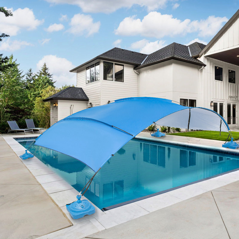 Sunshade Pool Canopy 137.8" × 94.5", UPF50+ Waterproof Cover, Durable Fabric, Fiberglass Frame, Easy to Set Up