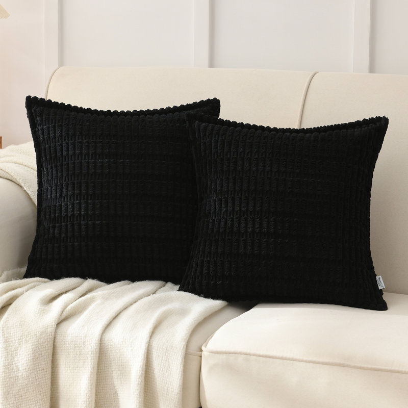 Boucle Ottoman Decorative Pillow Covers Farmhouse Boho Corduroy Cushion Cover (Set of 2)