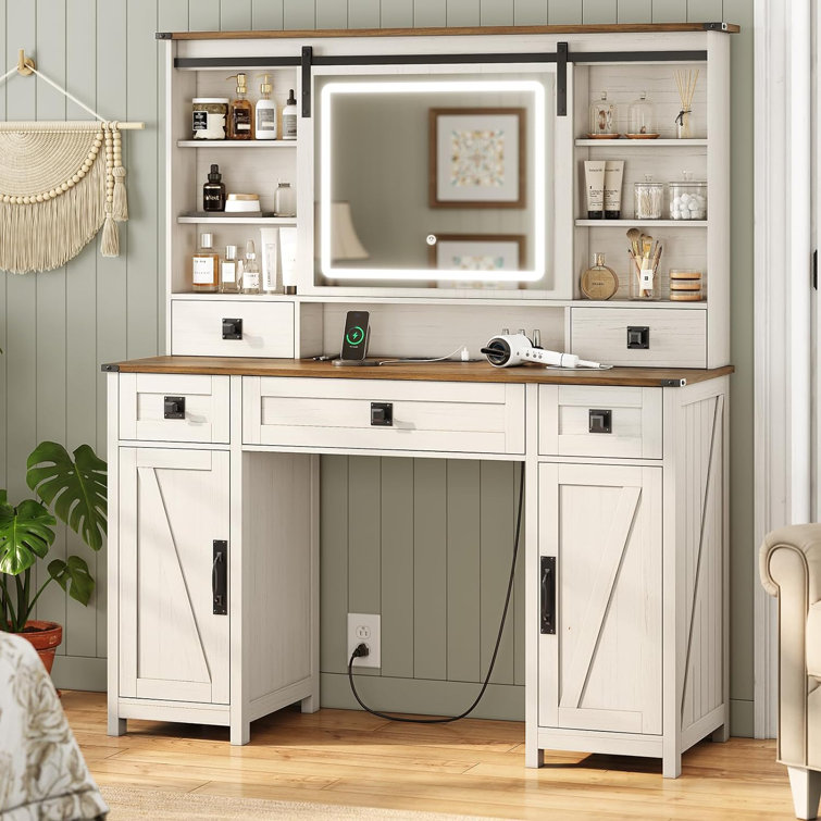(INCOMPLETE) Azraf 47.2\"W Farmhouse Large Vanity Dressing Makeup Table with 5 Drawers