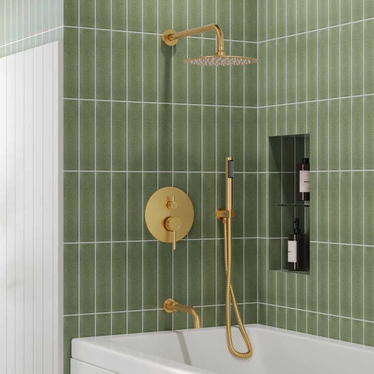 SF10-3FWMR6612BG 10" High-Pressure Wall Mount Rainfall Tub And Shower Faucet with Rough-in Valve