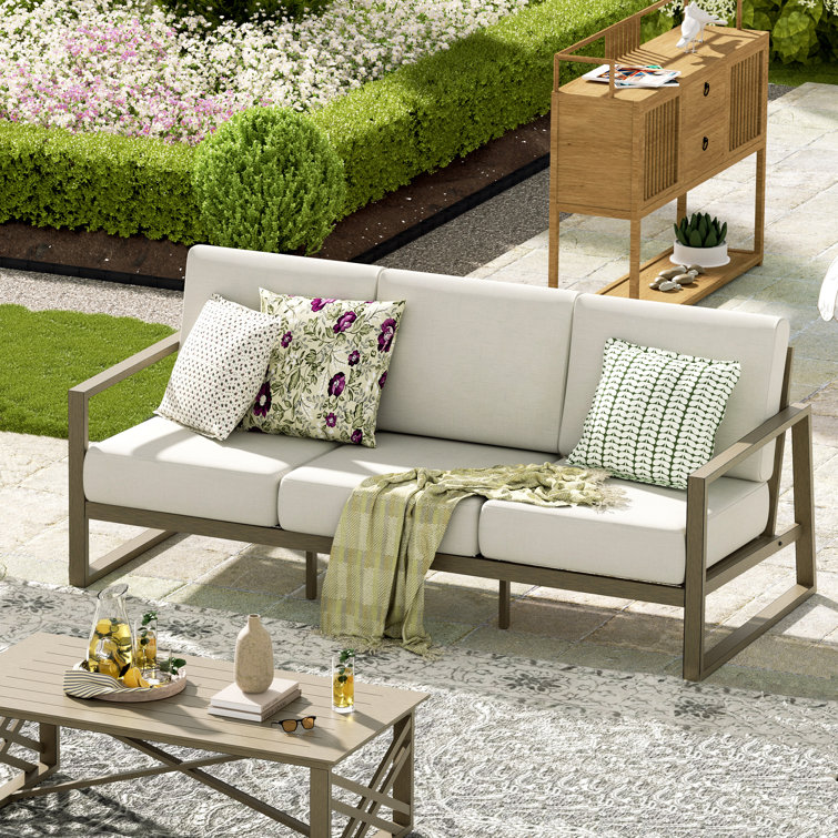 (Incomplete) (Box 3 of 4) Hamarto Patio Aluminum Sofa With Olefin Cushions