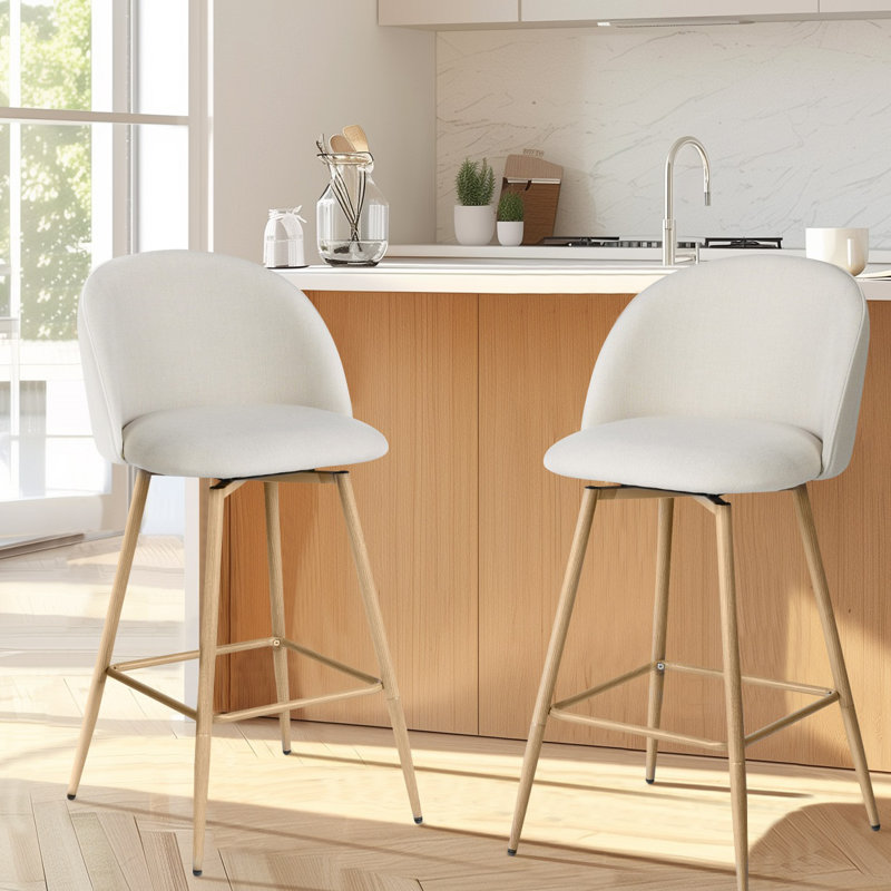 Asotin 26" Seat Height Swivel Upholstered Counter Stools Barstool with Backrest Footrest for Kitchen Island Dining Room (Set of 2)