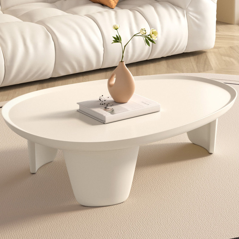 Cream White Oval Coffee Table,Tea Table For Living Room ( no legs)