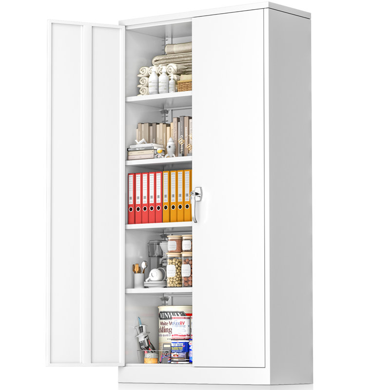 Lakenzie 5 - Shelf Steel Storage Cabinet with Lock (72" H x 32" W x 16" D)