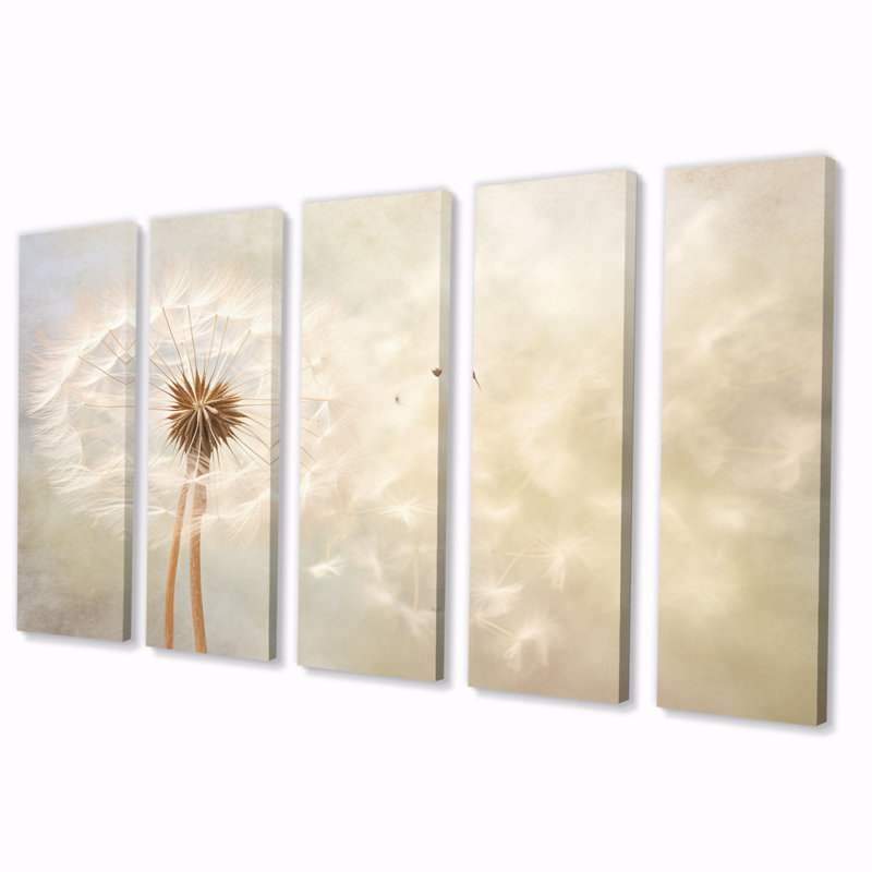 " White Dandelion Romantic Impression IV " 5 - Pieces
