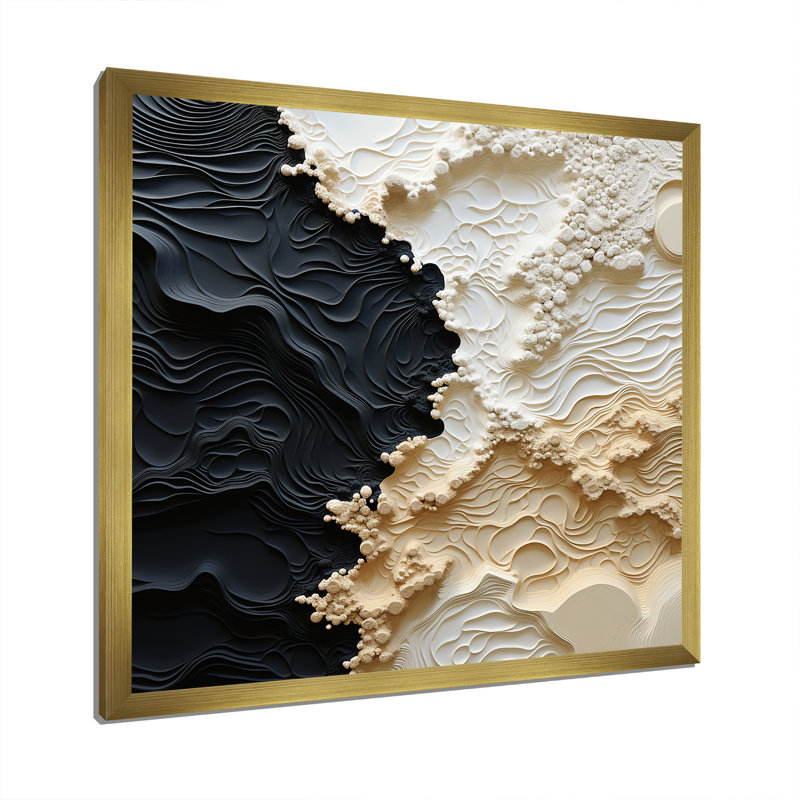 \" Abstract Cream And Black Liquid Paint \" 36”x36” 