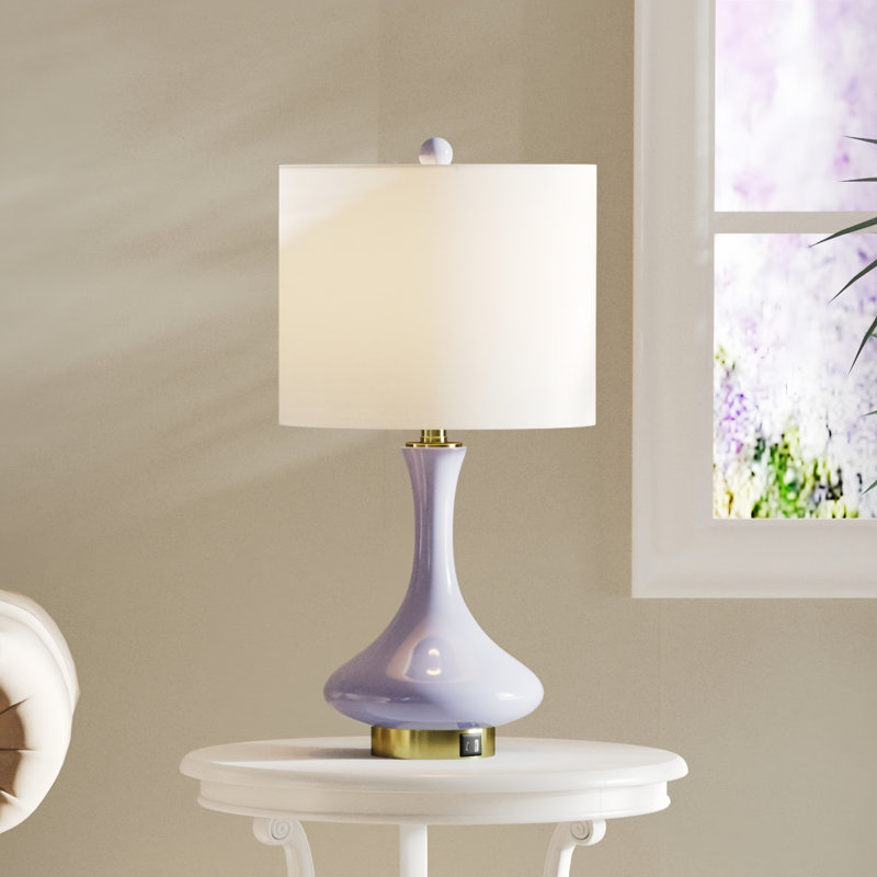 23.5\" Modern Ceramic Table Lamp With Usb Ports For Living Room/Bedroom (color may vary ours is blue)