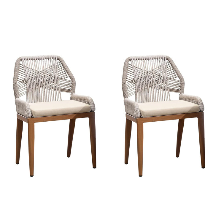 Purple Leaf Outdoor Dining Chair with Cushion (Set of 2)