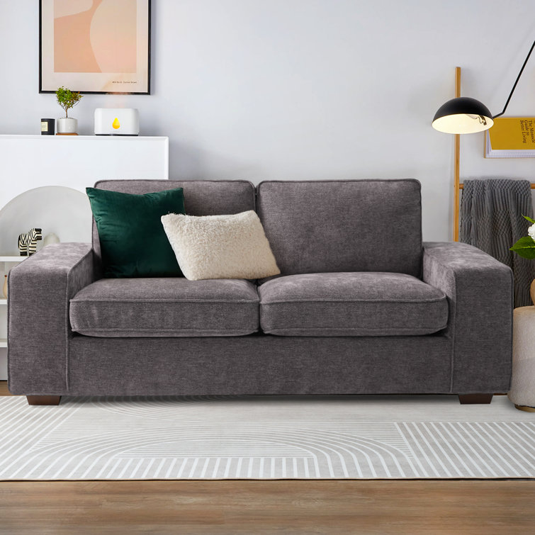 (Incomplete) (Box 1/2) Van Winkle 71.25\" Chenille Square Arm Loveseat Sofa, 2 Seater Small Sofa Couch, Removable Sofa Cover, Easy to Install