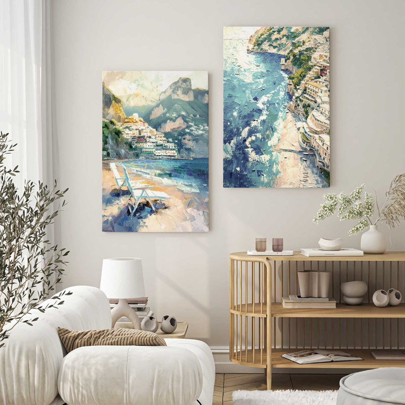 " Positano Beachfront Serenade " by Azure Artisanal Studio 2 - Pieces (Set of 2)