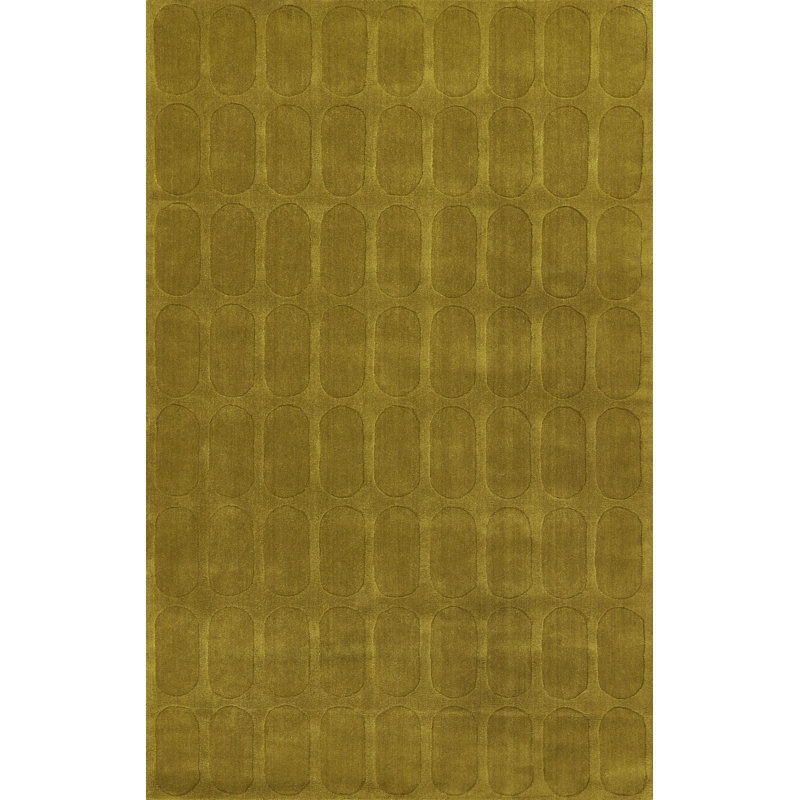 Mazzi Contour Hand Loomed Wool Geometric Light Olive Area Rug