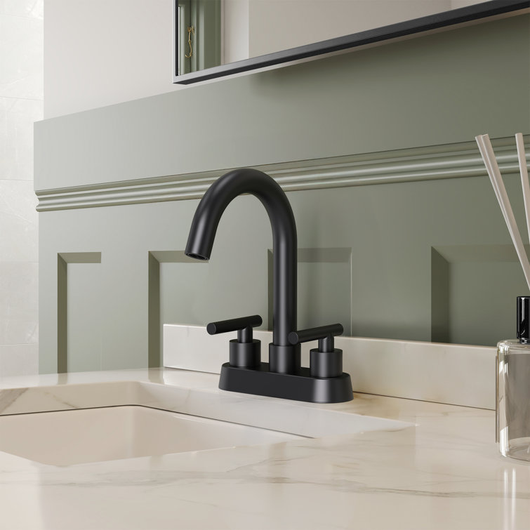 SFS-1113-BK 2-Handle Bathroom Sink Faucet, Bathroom Faucet with Deck Plate