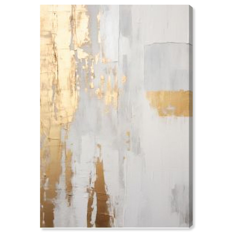 Glory of Gold Canvas Elegant White and Gold Art by Art Remedy( 10” x 15” in)