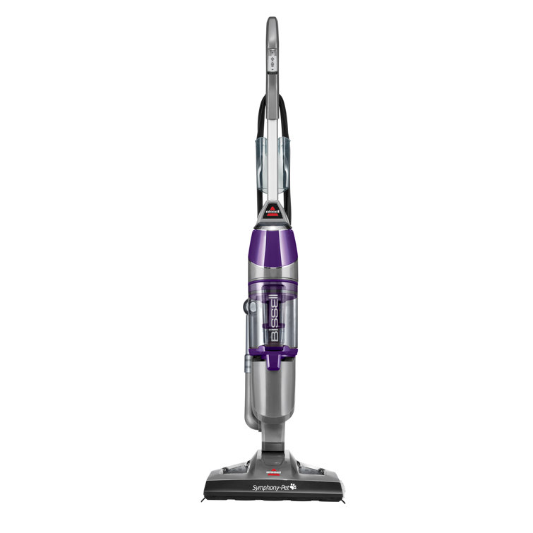 Incomplet)BISSELL Symphony Pet Steam Mop and Steam Vacuum Cleaner for Hardwood and Tile Floors, with Microfiber Mop Pads, 1543A,Purple