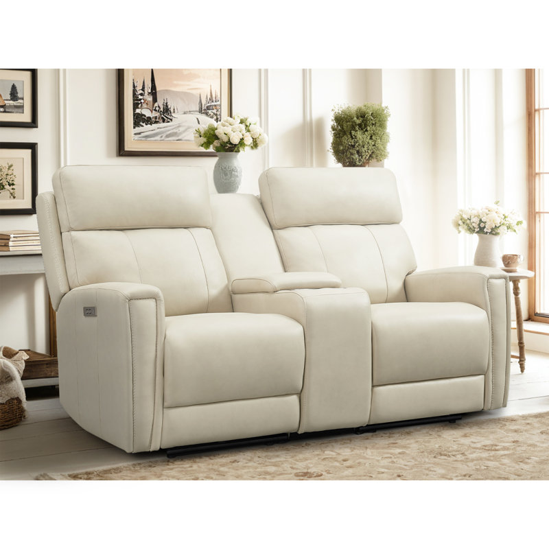 ( incomplete) Dual-Motor Recliner Sofa 72\" Genuine Leather Power Zero Gravity Reclining Loveseat with USB&USB-C Port