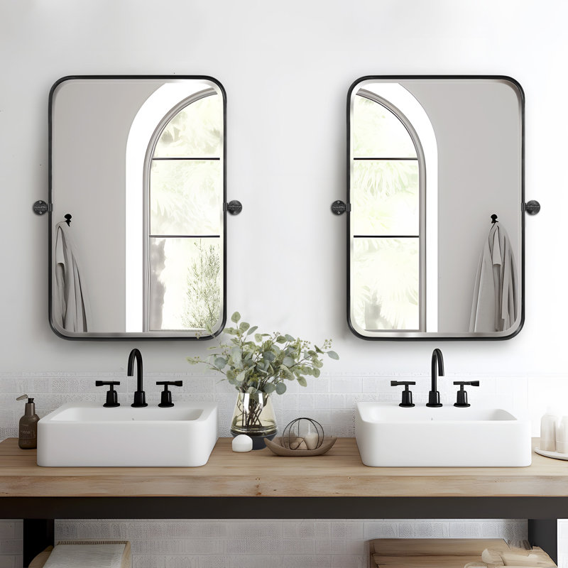 Orton Metal Wall Mirror with Adjustable Tilted Frame (Set of 2) 36" x 24"