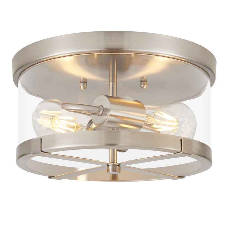 Alixandra 2-Light Flush Mount Clear Glass Ceiling Light with Metal Frame