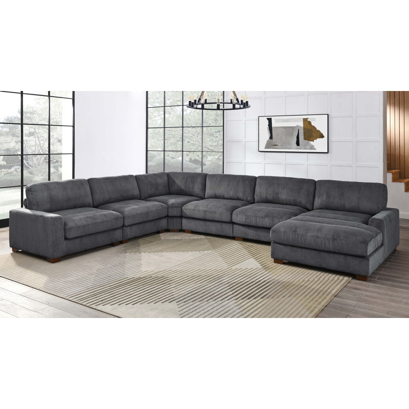 (Box 1/12) Aristedes 6 - Piece Corduroy Sectional