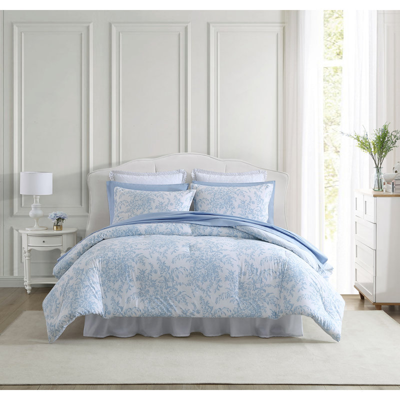 Laura Ashley Bedford Reversible Cotton Blue Comforter Set