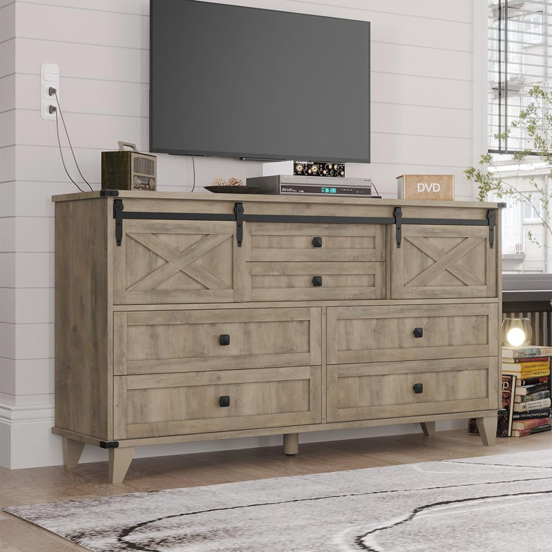 NOT COMPLETE  SIMILAR TO STOCK PHOTO 55.1'' W Unfinished 6 - Drawer Dresser