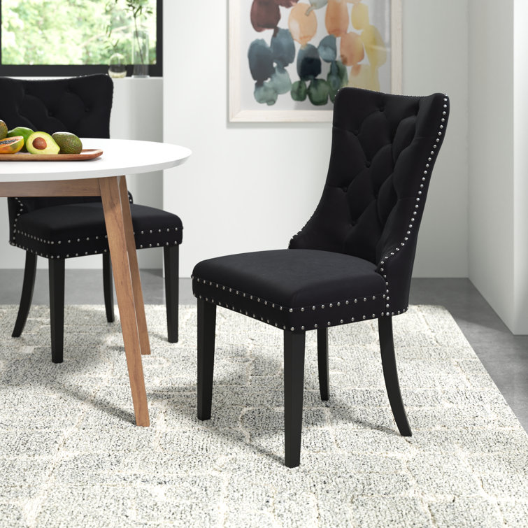 Alexes Tufted Velvet Wing Back Dining Chair (Set of 2)