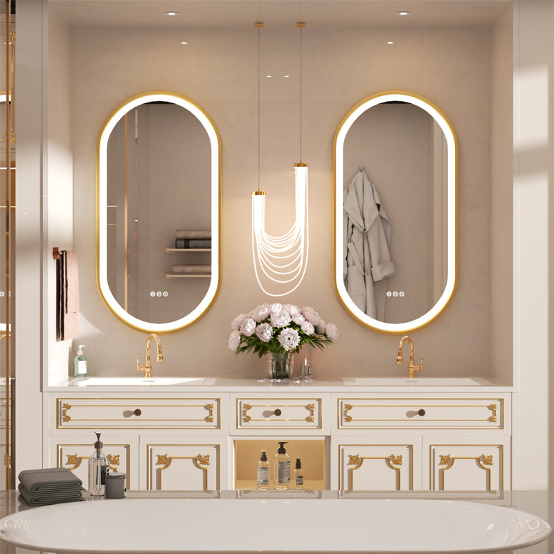 Aluminum Oval LED Wall Mirror ( 1 pack) 