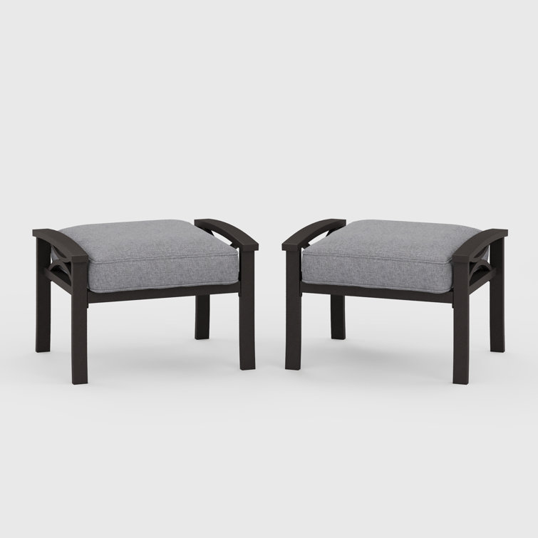 Dorisann Iron Outdoor Ottoman with Cushion (Set of 2) SIMILAR TO STOCK PHOTO
