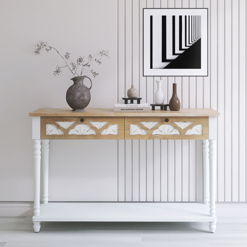 Antique White 30 In. H Console Table With 2 Drawers