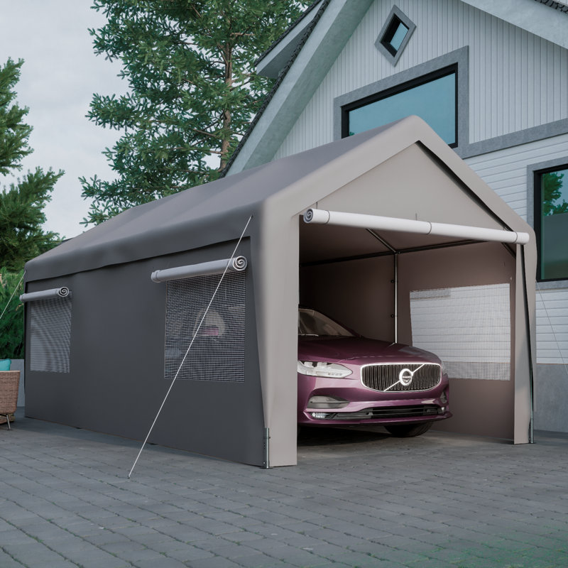Similar,Incomplet)10 Ft. W x 20 Ft. D Carport Galvanized Steel Portable Garage Storage Shed Canopy