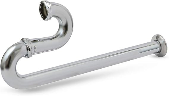 WF12913T Brass S-Trap 1-1/4" Sink Waste Trap w/ Flange 20-Gauge for Bathroom Sink Tubular Drain, Chrome