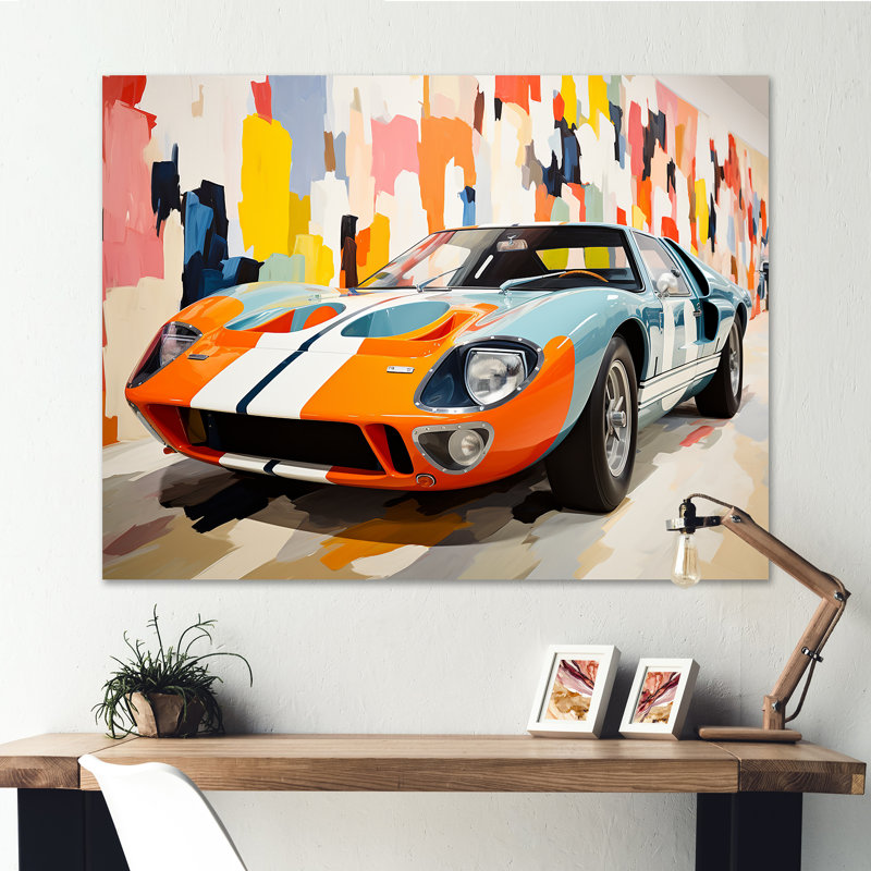Orange Vintage American Gt Race Car - Race Tracks Wall Art