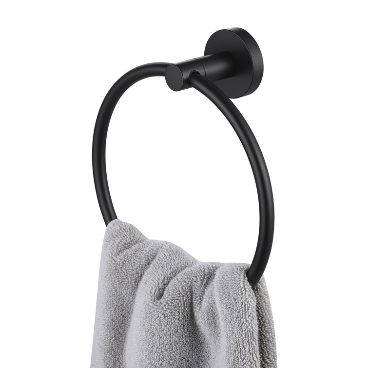 A4360WF-BK KES Towel Ring for Bathroom Round Matte Black Wall Mount SUS304 Stainless Steel