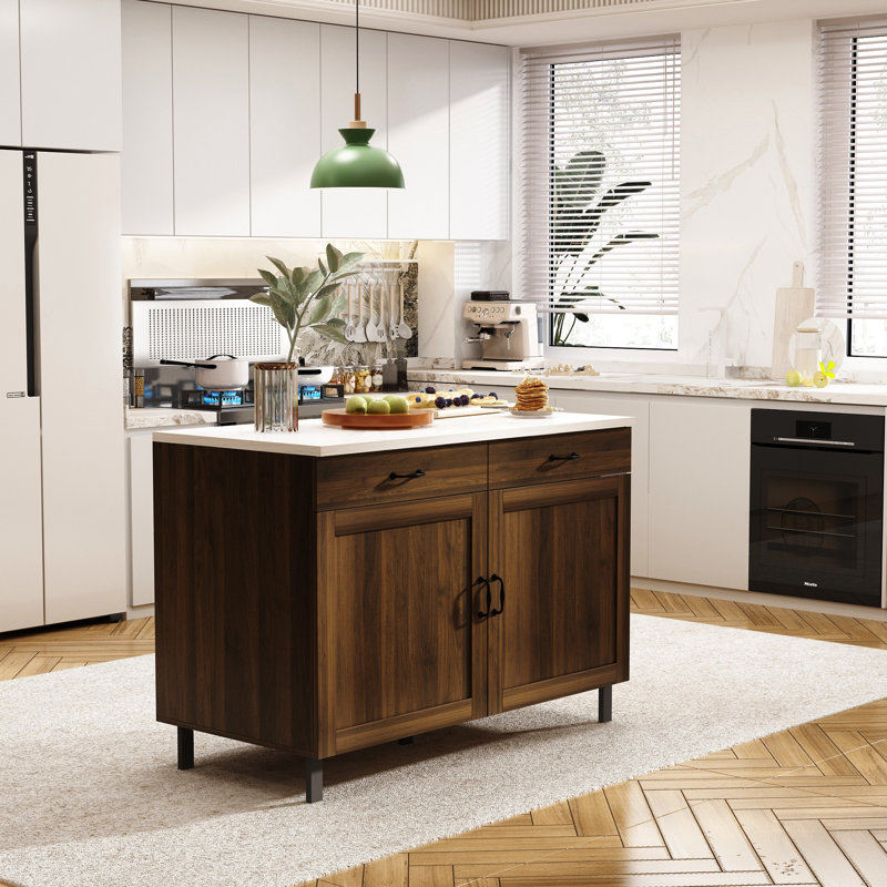 Sturbridge 47.2'' Kitchen Island with Solid + Manufactured Wood Top