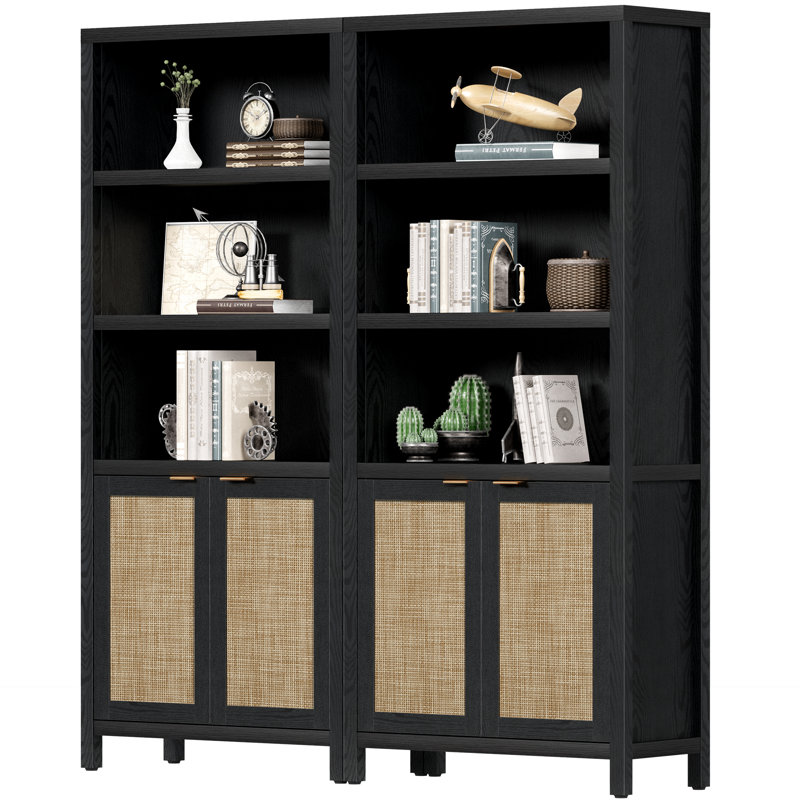 Marliee Boho 5 -Tier Bookcase With 2 Doors And Adjustable Shelves (Set of 2) only first set of shelves