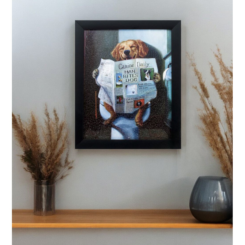 9" X 11" Black Dog Acrylic Bathroom Framed Art