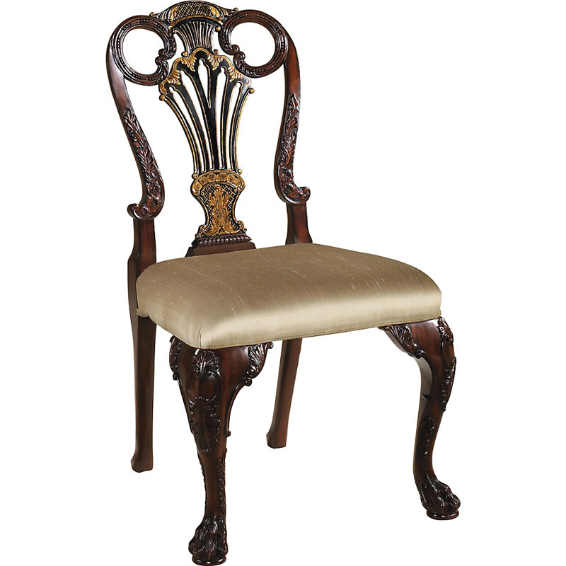 William Cotton Upholstered Mahogany Side Chair