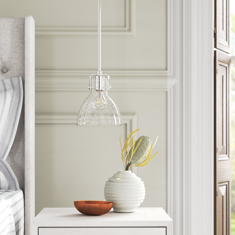 Wrought Studio Shellenbarger Chrome With Seedy Glass Pendant Light