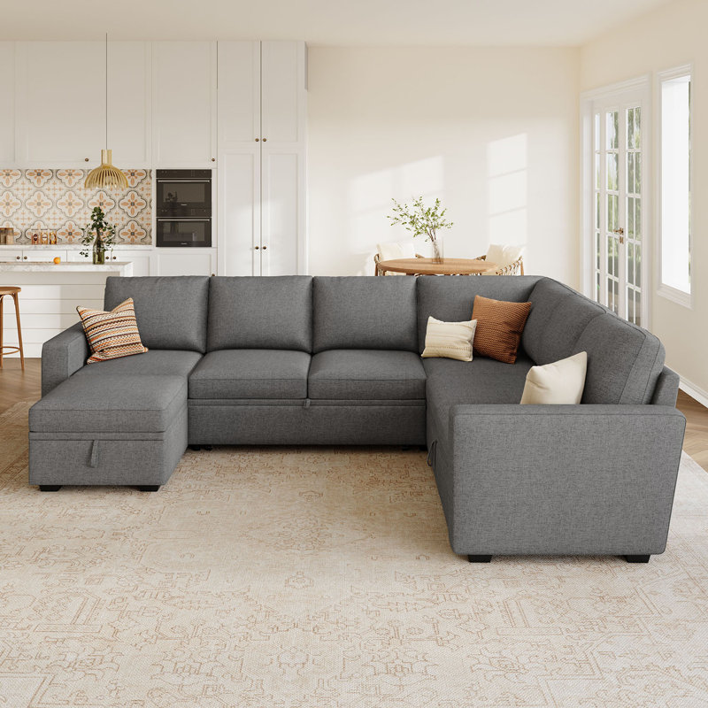 (incomplete, similar to stock photo) Niyona U Shaped Sleeper Sectional Modular Sofa Bed With Storage Chaise