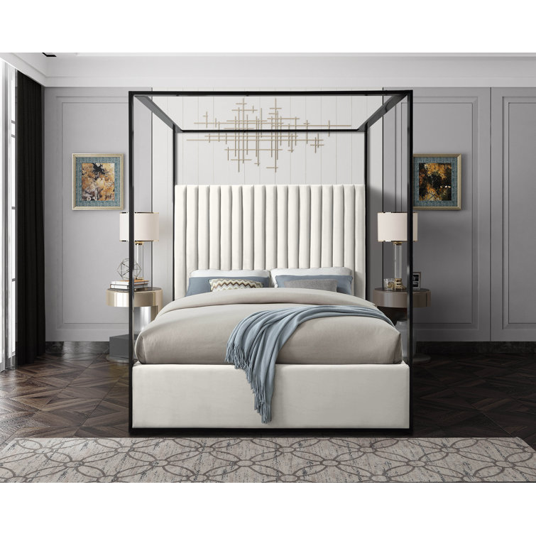 (Incomplete) Tessa Upholstered Metal Canopy Bed