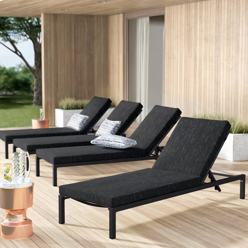 Incomplete)Altje Outdoor Metal Chaise Lounge Set , Cushion Included (Set of 4)