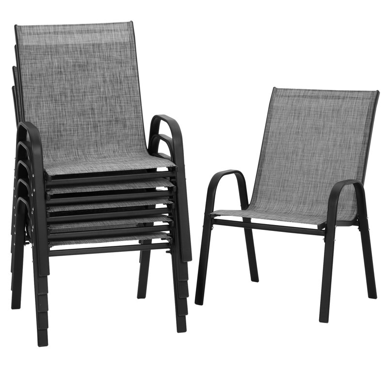 Efthemia Stacking Patio Dining Armchair (Set of 6)