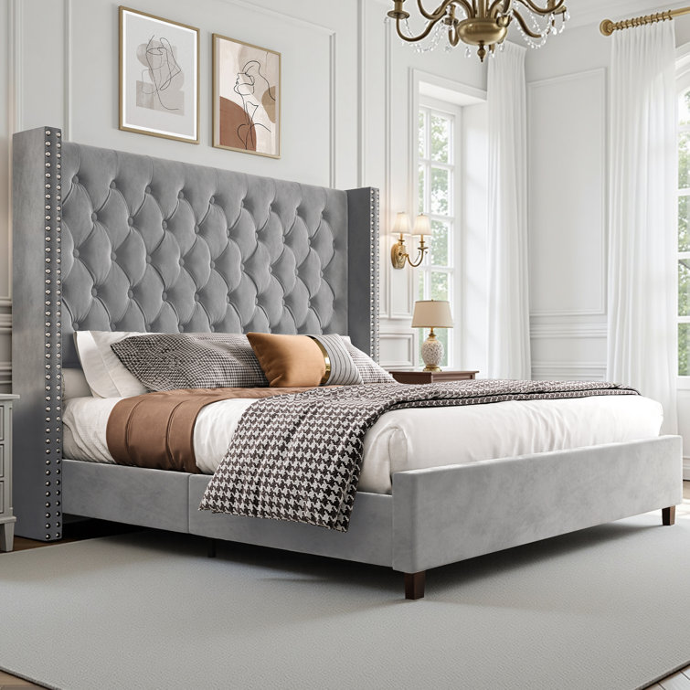 Similar,incomplete)Duluth Upholstered Wingback Bed