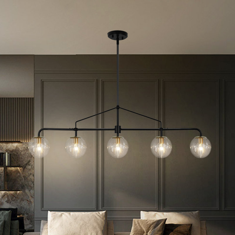 5 - Lights Chandelier Kitchen Island Lighting Linear Kitchen Lighting Globe Linear Chandelier Linear Chandelier For Kitchen Island Glass Chandelier