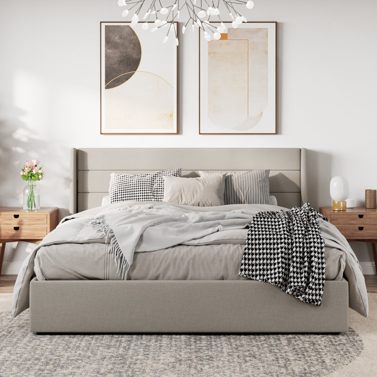 (Box 1/2) Braya Hydraulic Lift Up Storage Upholstered Platform Bed