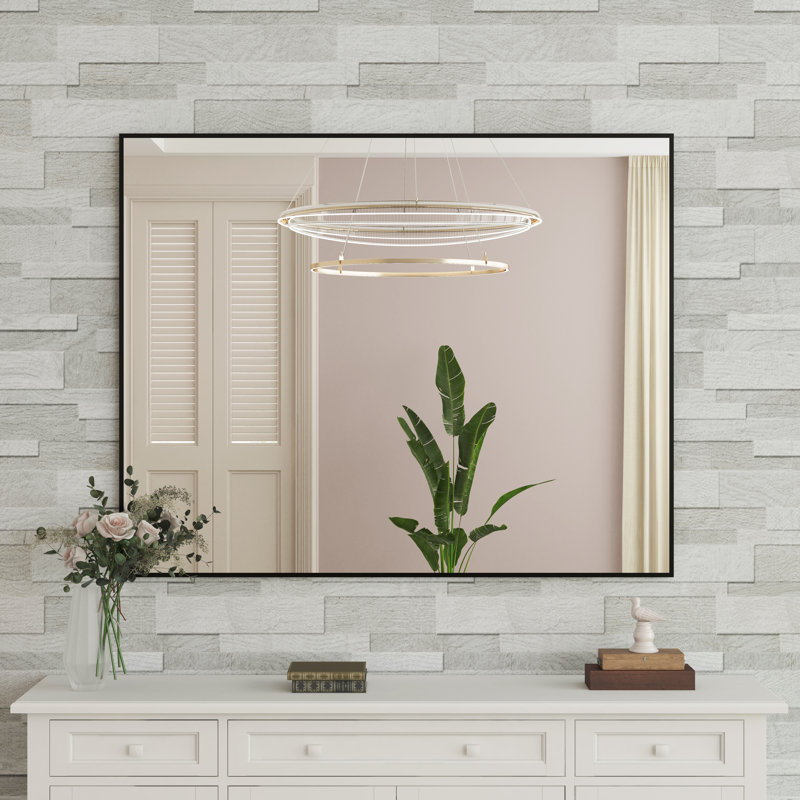 lesamuel wall mounted vanity mirror w/ aluminum frame for bedroom, entryway, living room