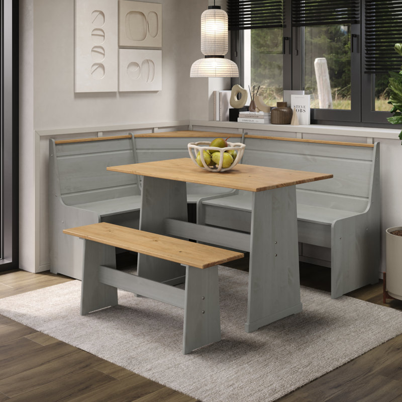 Piumafua 6 - Person Pine Solid Wood Solid Wood Top Double Pedestal Dining Set