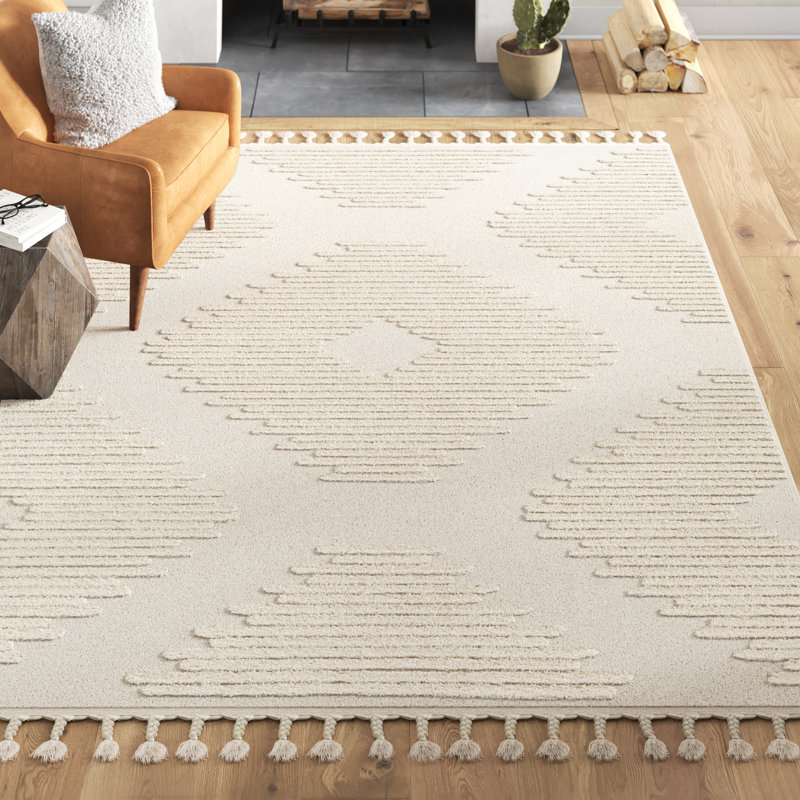 Firman Geometric Machine Woven Cream Area Rug